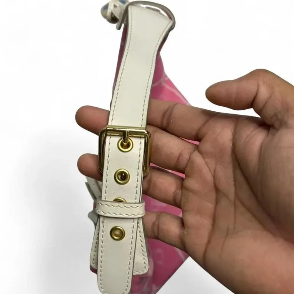 Dooney & Bourke Pink Logo Jacquard Shoulder Bag with Cream Trim